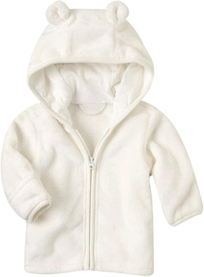 Noubeau Infant Baby Boys Girls Fleece Ears Hat with Lined Hooded Zipper Up Jacket Coat Tops Outwe... | Amazon (US)
