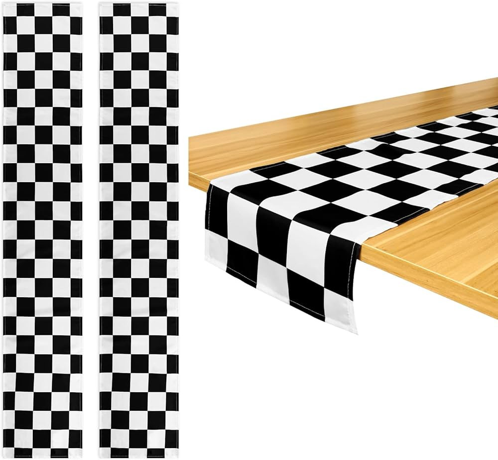 2 Pieces Checkerboard Racing Theme ​Flag Black and White Polyester Tablecloths Buffalo Check Ta... | Amazon (US)