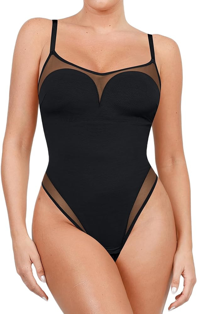 Popilush The Shapewear Bodysuit for Women Tummy Control Mesh Bodysuits with Build in Bra 2024 Sum... | Amazon (US)