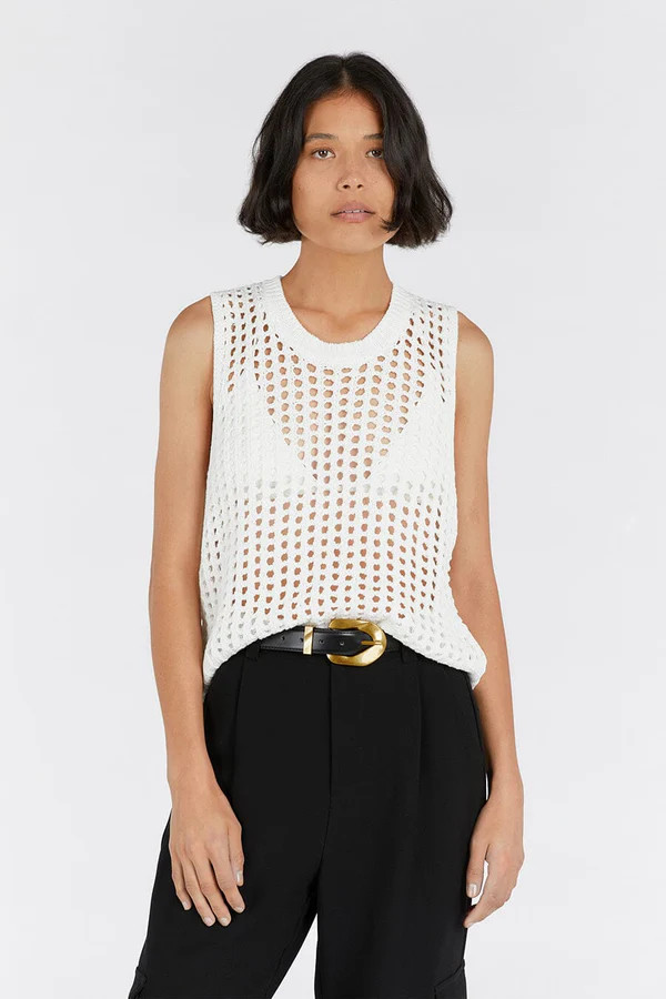 HUNTER OFF WHITE CROCHET TANK | DISSH
