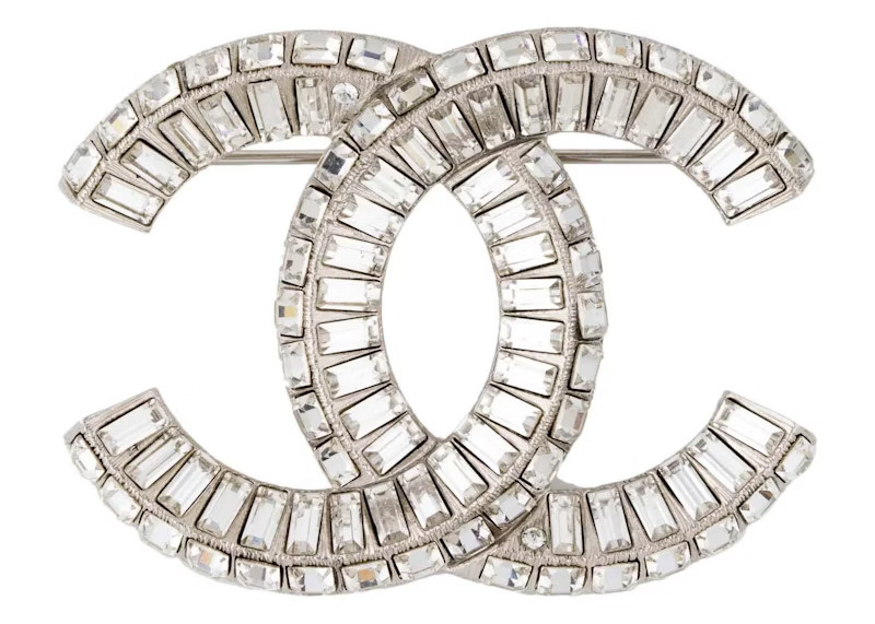 Chanel Strass CC Brooch Silver | StockX