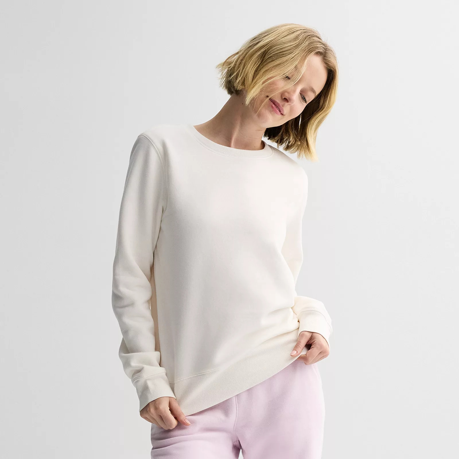 Women's Tek Gear® Ultrasoft Fleece Crewneck Sweatshirt, Size: XXL, Ivory Tusk | Kohl's