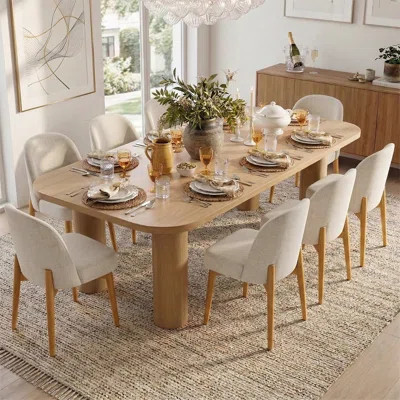 9-Piece 86" Dining Set With 8 Upholstered Chairs | Wayfair North America
