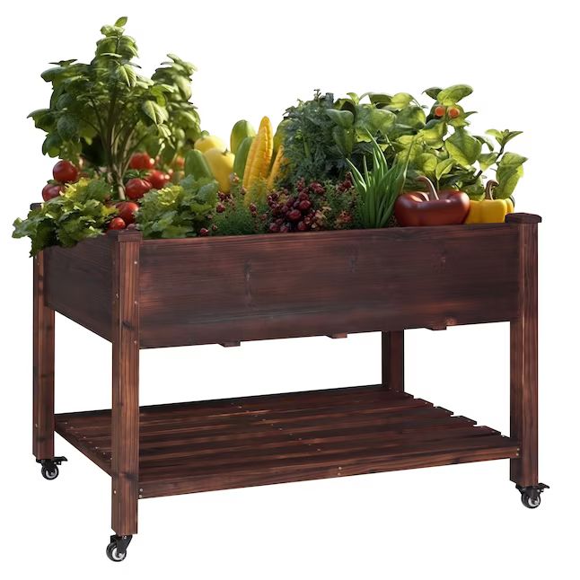 VEIKOUS 22.4-in W x 46.8-in L x 33-in H Elevated Rustic Cedar Raised Garden Bed | Lowe's