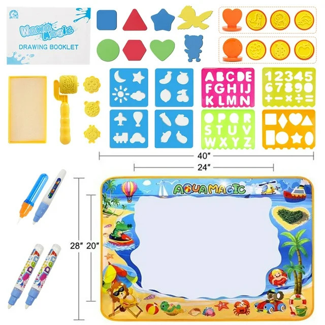 Doodle Drawing Mat 40 x 32 inch Large Aqua Magic Water Drawing Mat Toy Gifts for Boys Girls Kids ... | Walmart (US)