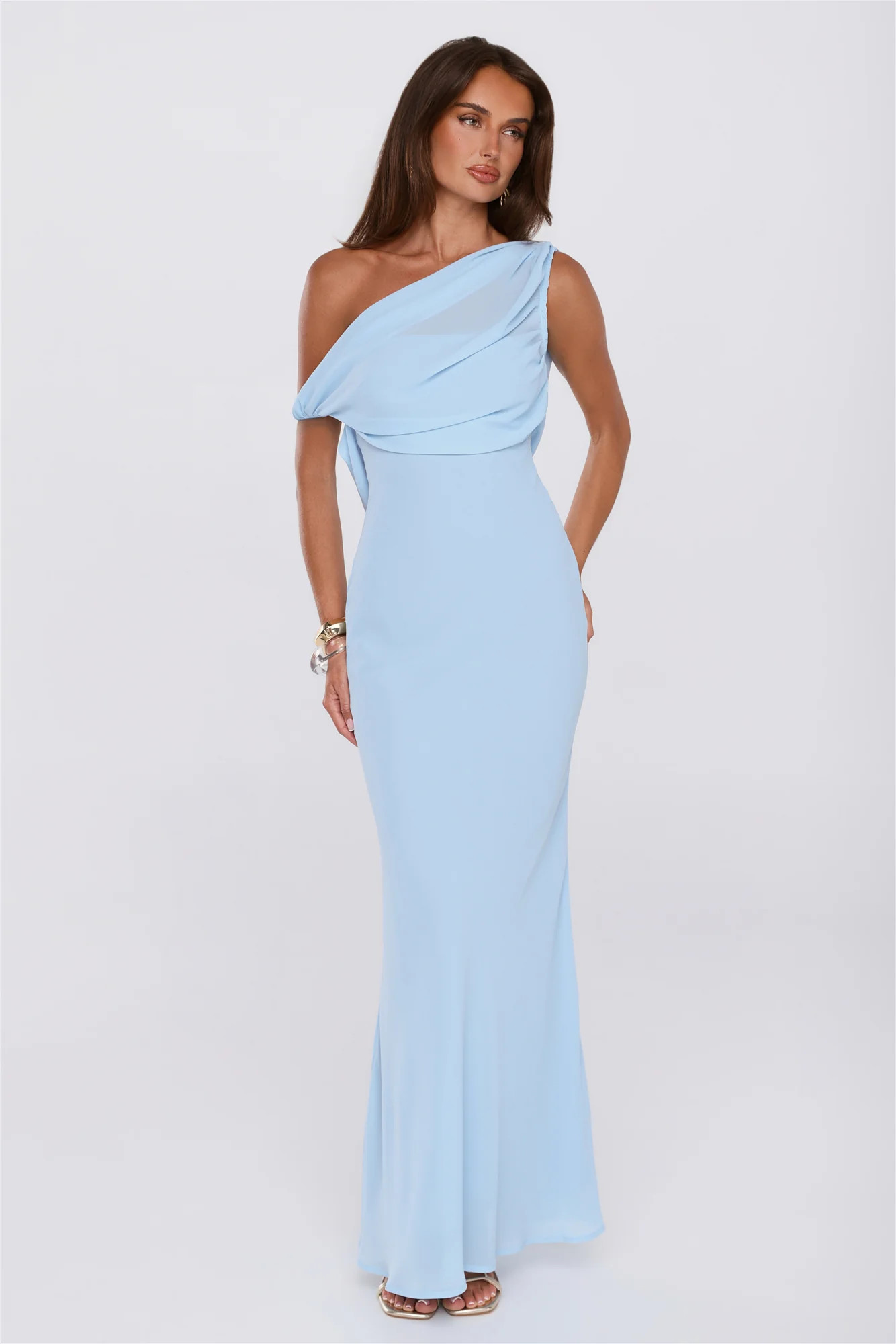 Untamed Luxe Off Shoulder Maxi Dress Blue | Hello Molly (US)