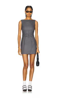 GUIZIO Via Pinstripe Dress in Charcoal & White from Revolve.com | Revolve Clothing (Global)