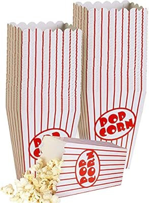 Small Movie Theater Small Popcorn Boxes - Paper Popcorn Boxes Striped Red and White, Great for mo... | Amazon (US)