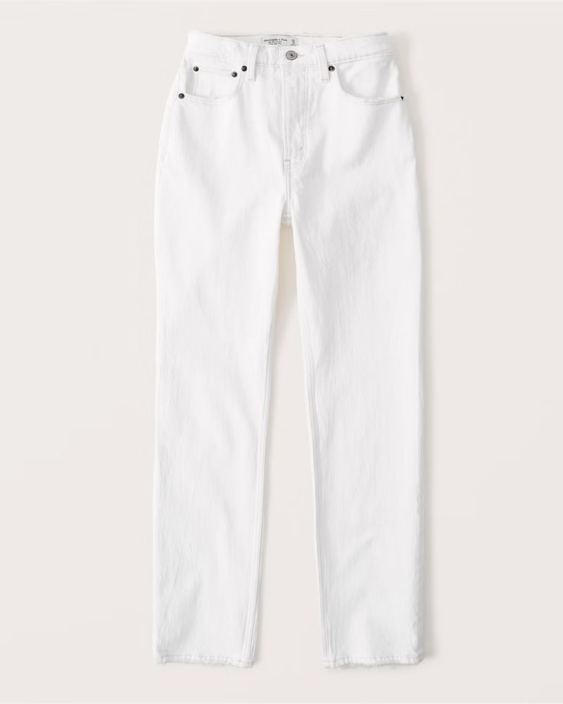 Abercrombie & Fitch Women's Curve Love 90s Ultra High Rise Straight Jeans in White - Size 29 | Abercrombie & Fitch (US)