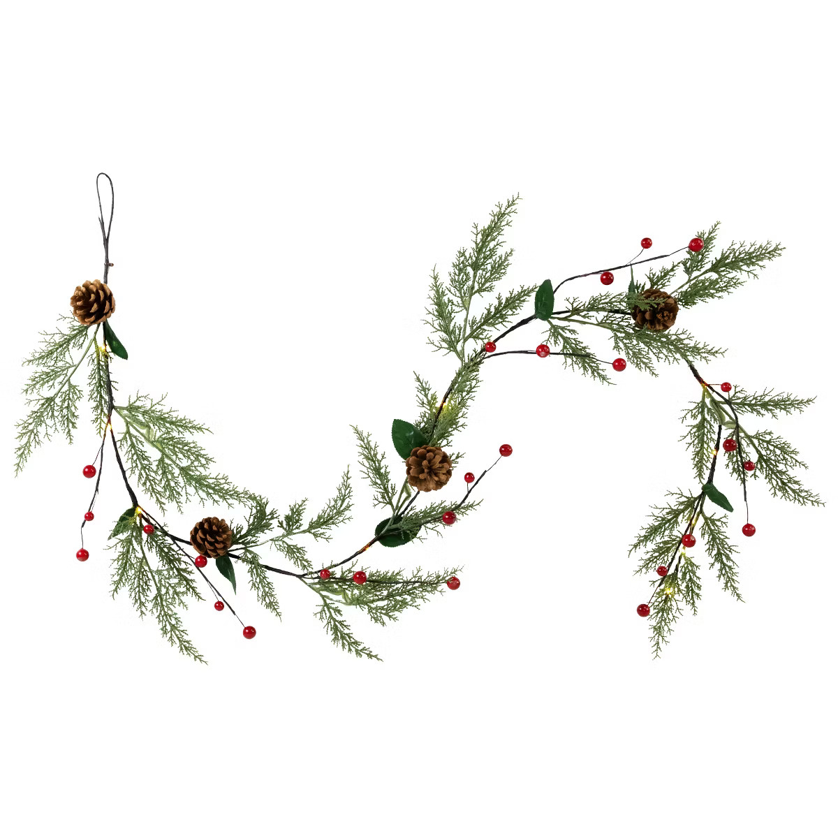 Northlight Pre-Lit B/O Pinecone, Berry and Leaf Christmas Garland - 4.5' - Warm White Lights | Target