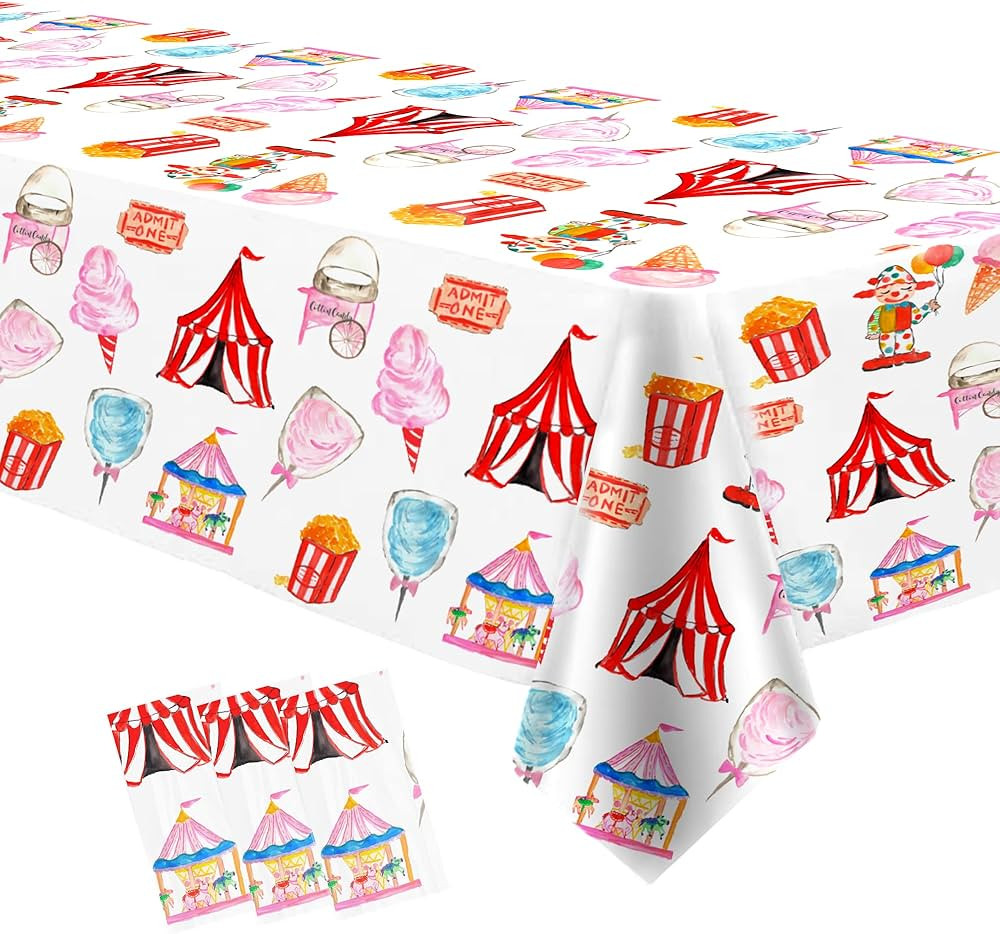 HIPVVILD Circus Carnival Theme Party Tablecloth Decorations - Disposable Circus Party Decorations... | Amazon (US)