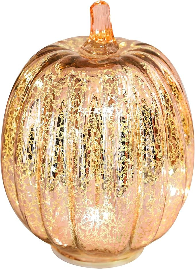 Romingo Mercury Glass Pumpkin Light with Timer for Halloween Pumpkin Decorations Fall and Thanksg... | Amazon (US)