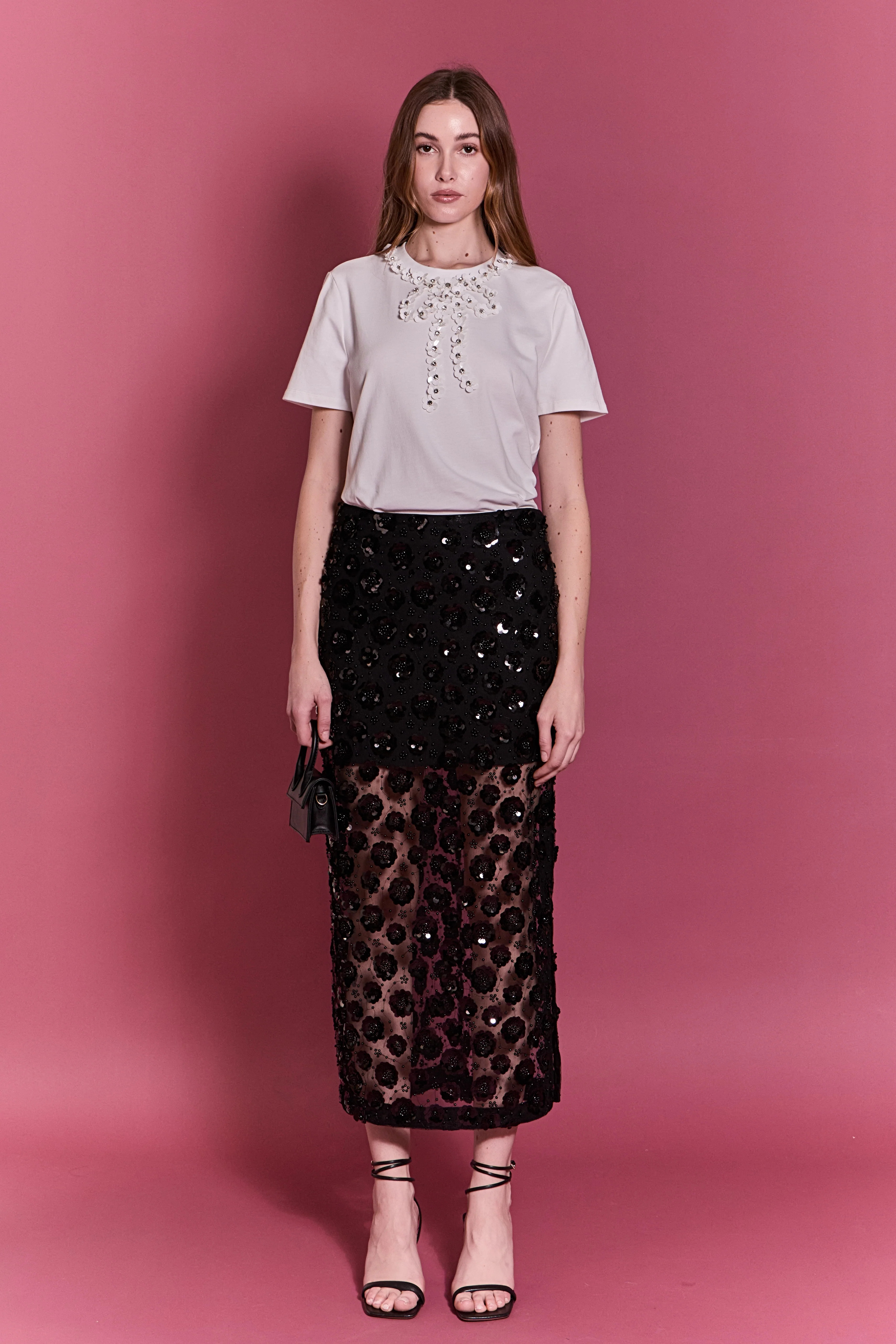 Bow Bead Detail Top BLACK / S | English Factory