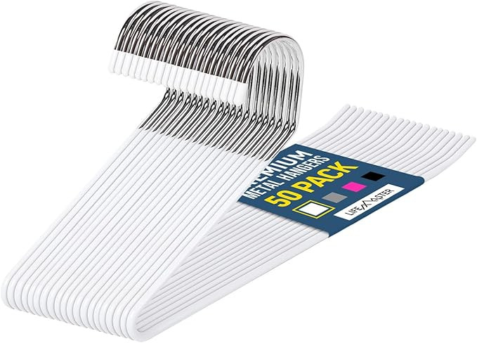 50-Piece Metal Non-Slip Pants Hangers - Heavy Duty, Space-Saving Set for Pants, Jeans, Blankets, ... | Amazon (US)