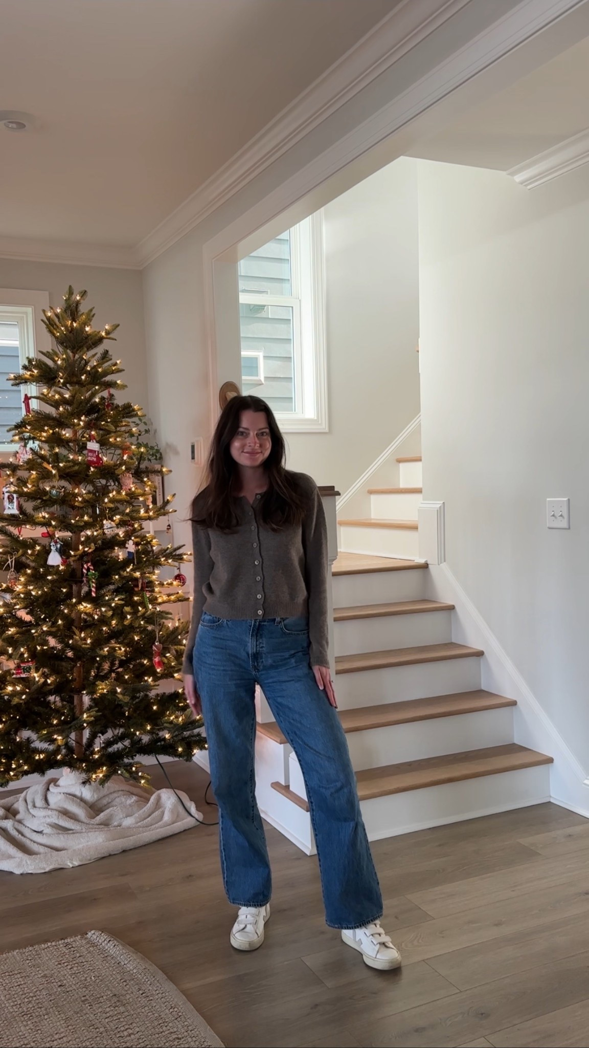 a go to jeans and sweater combo I love 🤎 this sweater is so soft and I’ve had it for years! 
Size 27 in jeans and a Small in the cardigan. 

#ootd #reformation #aritzia

#LTKootd #LTKmomlife #LTKgrwm