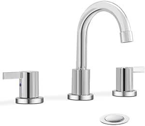 Widespread Bathroom Sink Faucet, 3 Hole 8 Inch Chrome Finish, Utility/Lavatory Modern Faucet with... | Amazon (US)