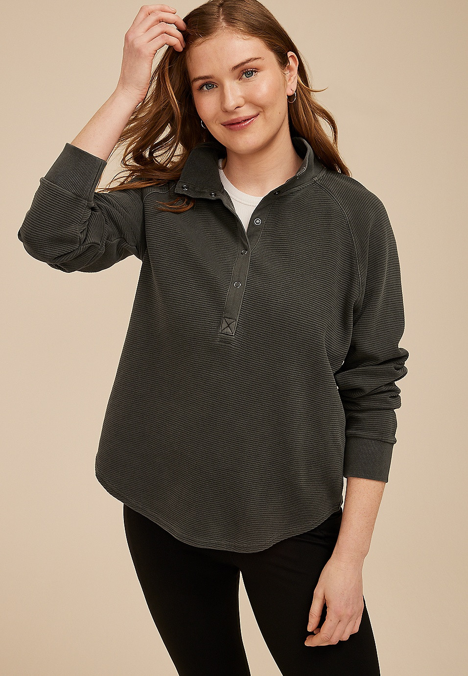 Ottoman Snap Button Sweatshirt | Maurices