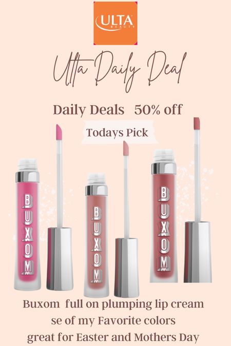 Sale 🎉
Ulta 21 days of beauty

My pick for today!

On of my favorite things! 
Buxom lip plumper 50% off
Now$12 
Normally $25 

Grab 3 of my favorite colors 
Mudslide 
Pink Champagne 
Pink lady

Hurry these will sell out fast 


#LTKbeauty #LTKsalealert #LTKfindsunder50