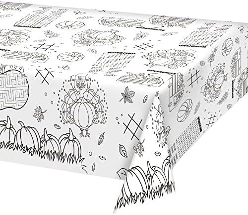 Disposable Fall Thanksgiving Color-in Paper Tablecloth Decoration，Turkey Thanksgiving Day Paper... | Amazon (US)