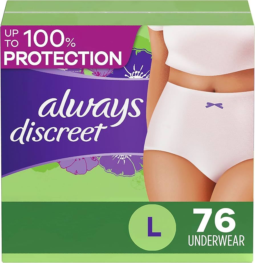 Always Discreet Adult Incontinence Underwear for Women and Postpartum Underwear, up to 100% Bladd... | Amazon (US)