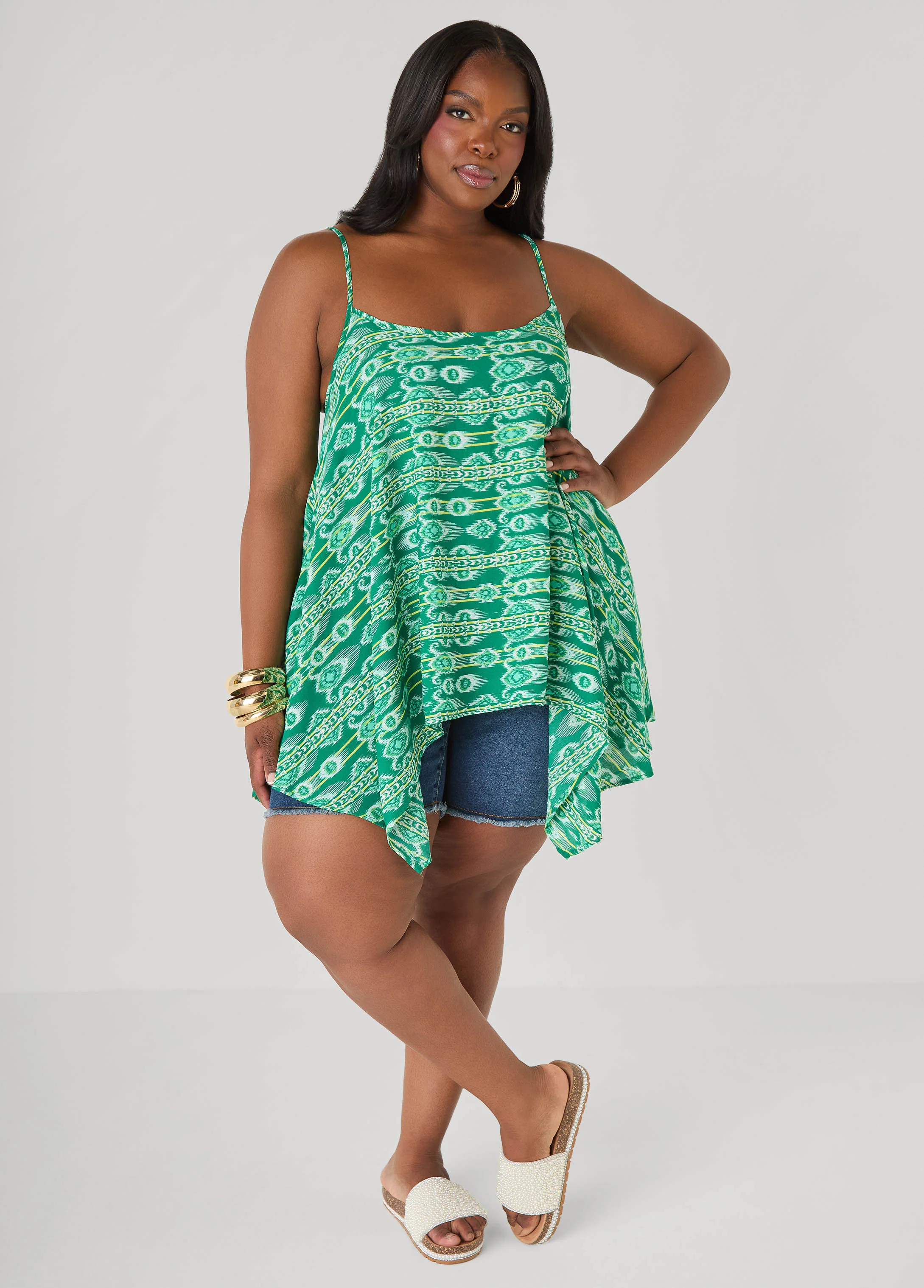 Printed Handkerchief Tank | Ashley Stewart