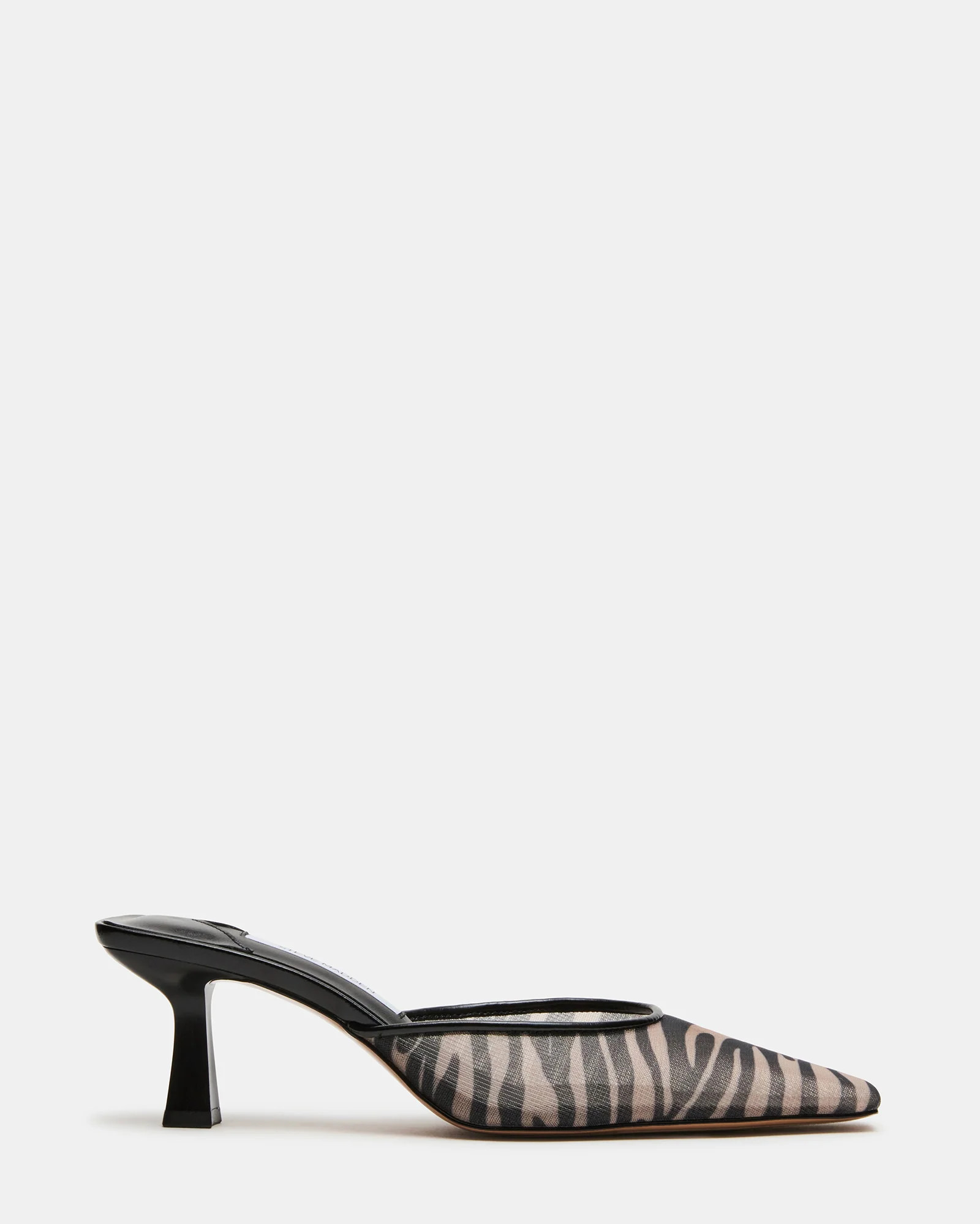 ALYSE Zebra Mesh Square-Toe Mule Women's Kitten Heel | Steve Madden (US)