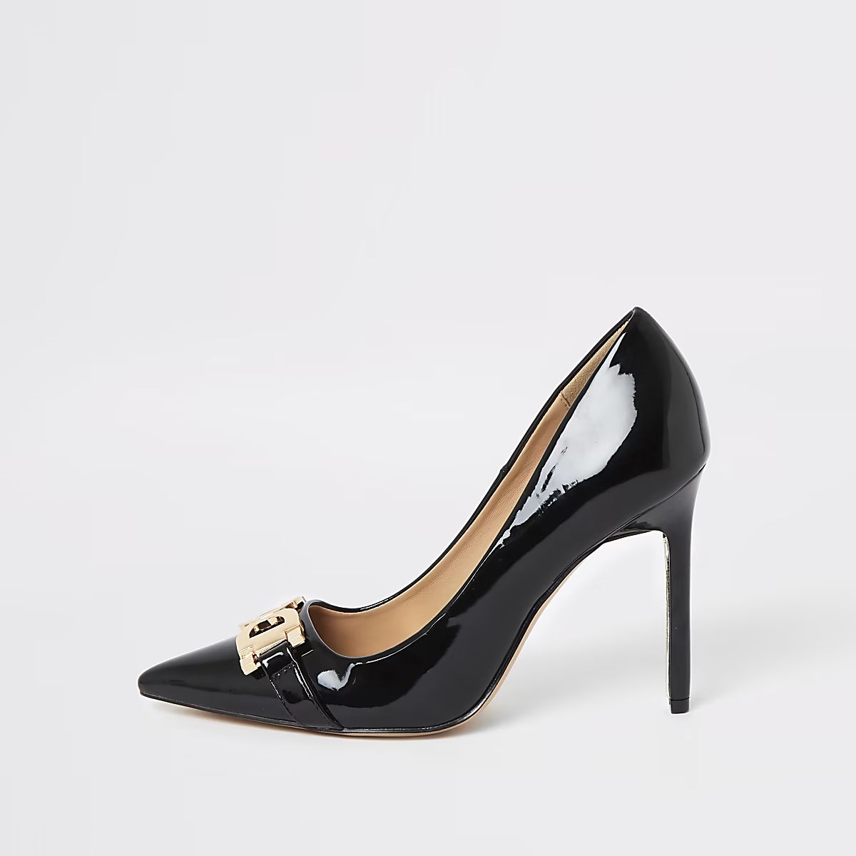 Black snaffle front court shoes | River Island (UK & IE)