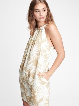 Tie-Back Sleeveless Halter Dress in Linen-Cotton | Gap (US)