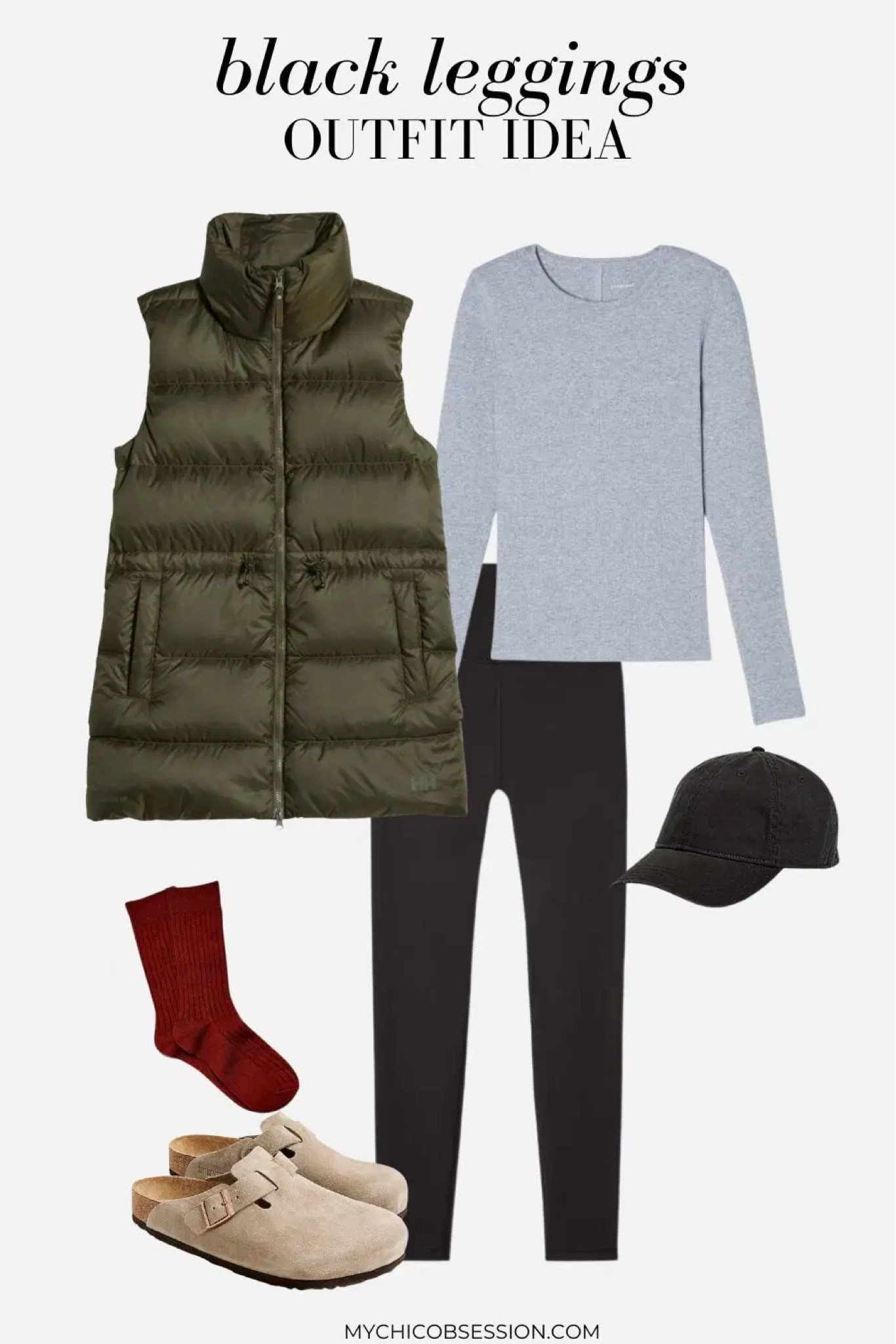 When it comes to casual weekend attire, you can’t go wrong with this look! Pairing your leggings with a long-sleeved shirt keeps things casual but adds a bit of warmth, making it ideal for those unpredictable weather days.

The puffer vest adds the coziness of a warm hug without the bulk of a full jacket. Add clogs and a baseball cap to complete the look.

#LTKStyleTip #LTKSeasonal #LTKShoeCrush