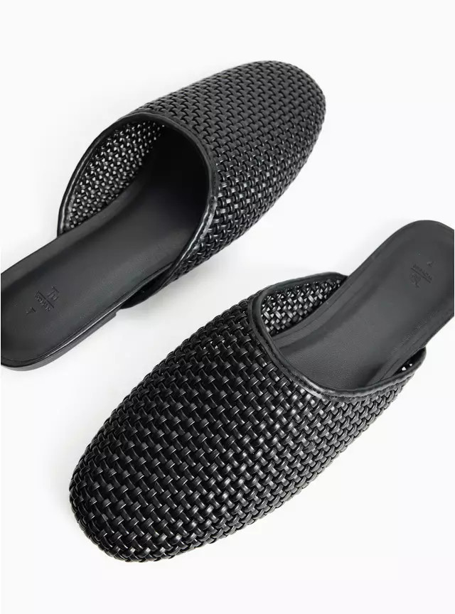 Buy Black Woven Slip On Mule Sandals 3 | Shoes | Tu | Tu Clothing