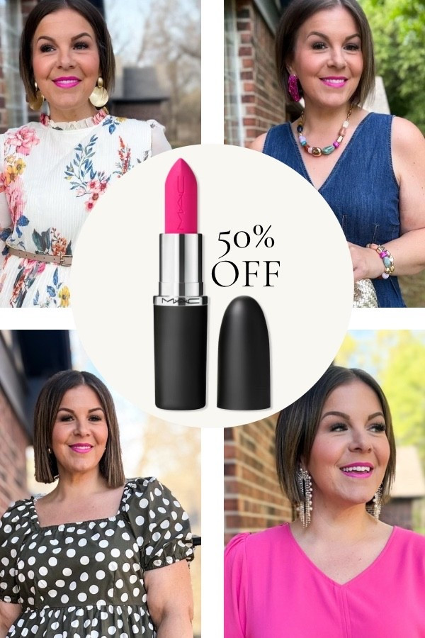 My favorite and most asked about lipstick is 50% off today for ULTA 21 Days of Beauty! You’ll want to select the color Candy Yum Yum. Also recommend Ruby Woo and Soar, both are great colors!