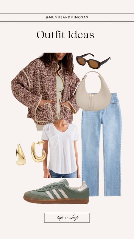 Spring outfit ideas
Quilted floral jacket, Abercrombie, 90s straight jean, gold earrings, spring bag, retro, sunglasses, Adidas sambas, mint green

#LTKSpringSale #LTKMostLoved #LTKshoecrush