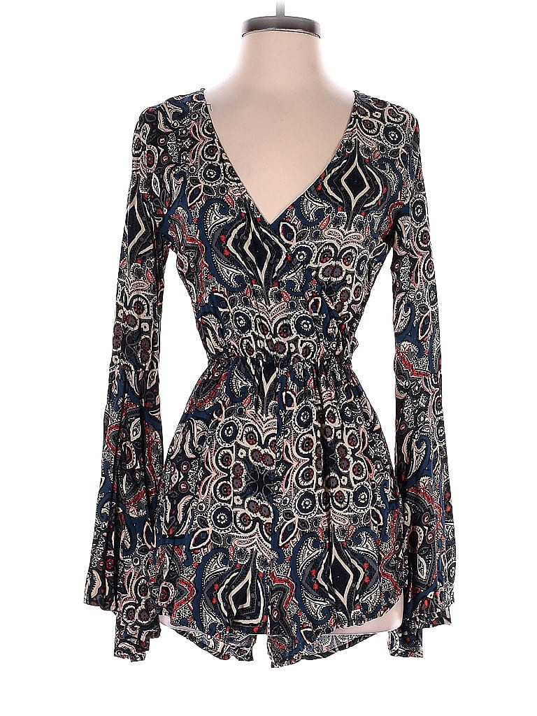 Abercrombie & Fitch 100% Viscose Paisley Baroque Print Blue Romper Size S - 60% off | ThredUp
