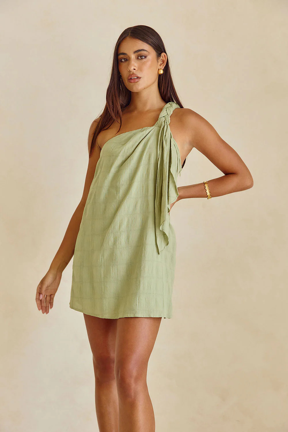 Green One Shoulder Mini Grazia Dress | Sabo Skirt US