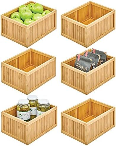 mDesign Kitchen Storage Box — Kitchen Organiser Box Crafted from Renewable Bamboo — Tea Box f... | Amazon (UK)