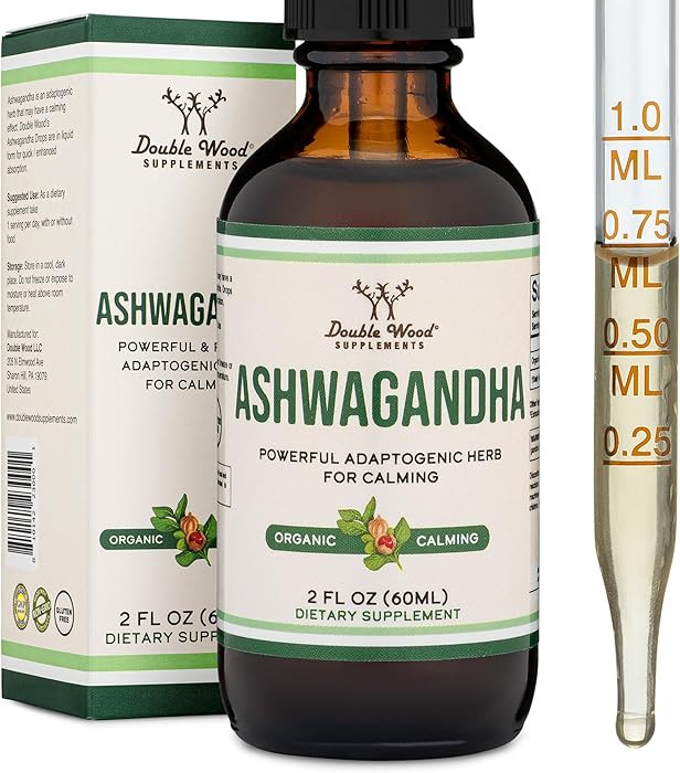 Ashwagandha Organic Drops for Stress Relief (1,200mg, 60 Servings) Ashwagandha Tincture for Adren... | Amazon (US)