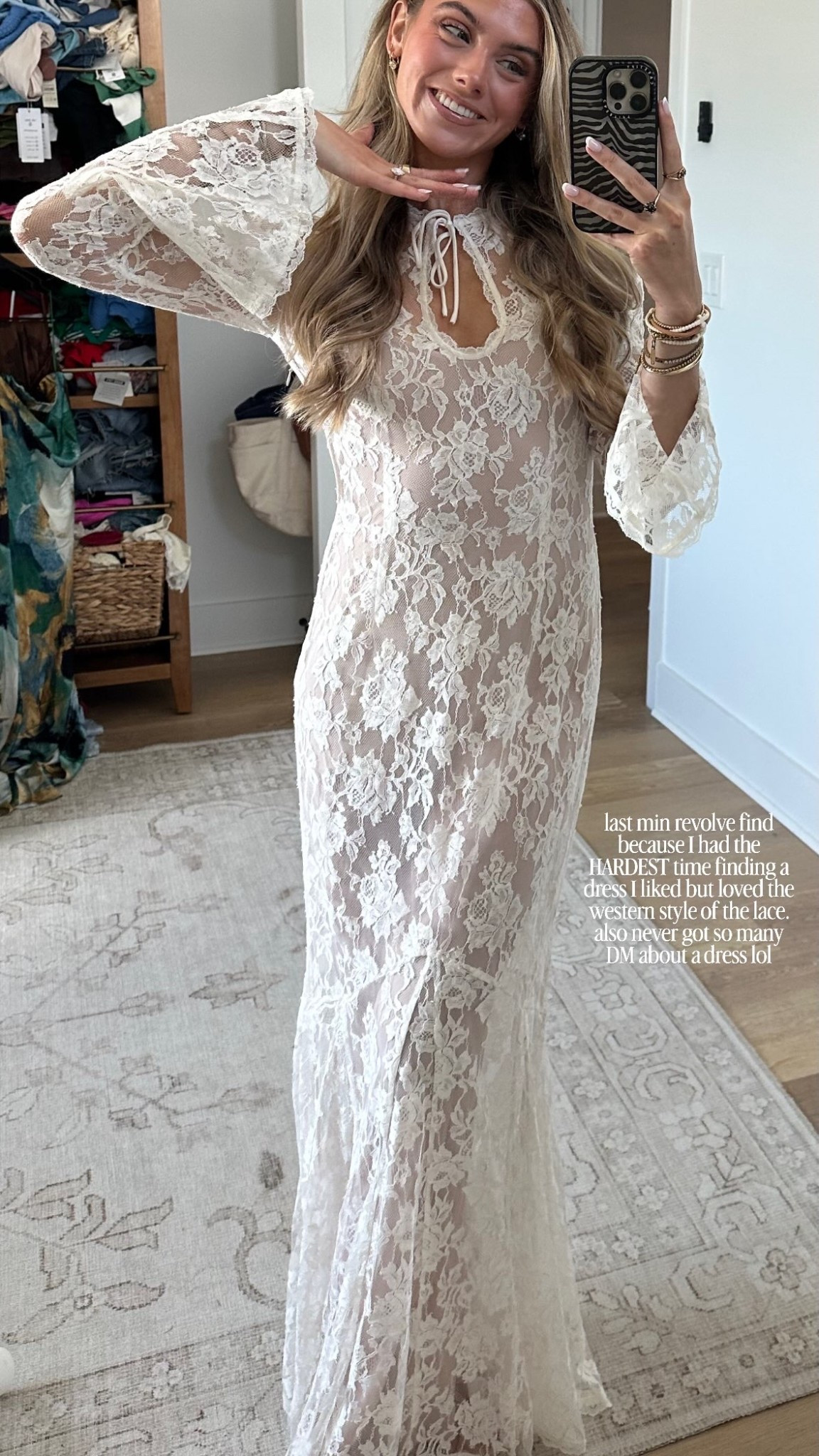 last min revolve find because I had the HARDEST time finding a dress I liked but loved the western style of the lace. also never got so many DM about a dress lol @revolve