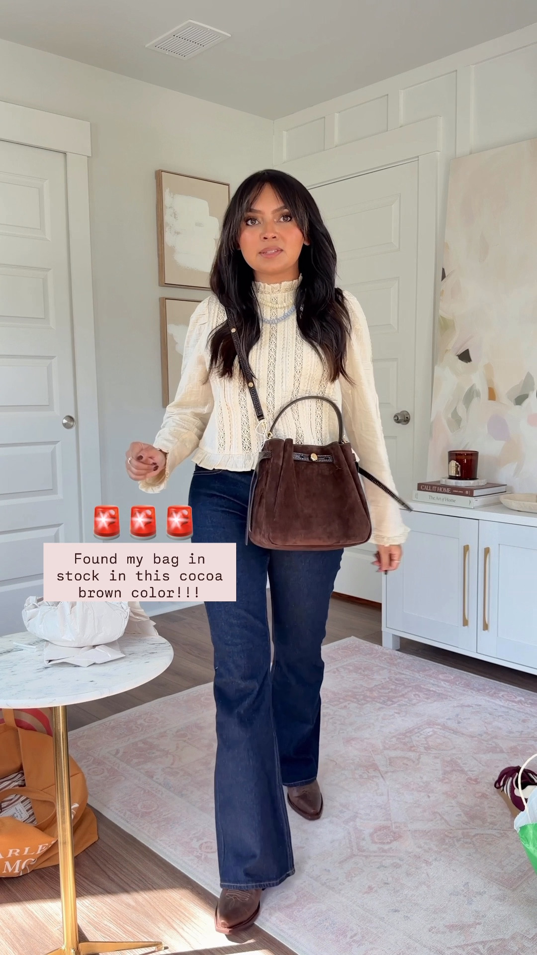 Bag in color dark cocoa 
Cream lace detail top size 2 TTS
Dark rinse Jeans size 26 short 
Brown Cowgirl boots in cafe color size 5.5 - sized down a half size 


#LTKHoliday #LTKGiftGuide #LTKStyleTip