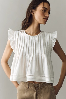Pilcro Jade Cotton Linen Blouse | Anthropologie (US)