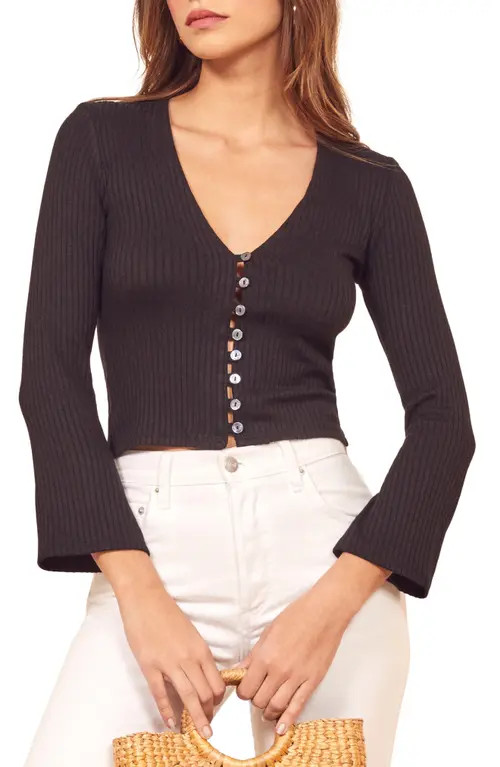 Reformation Gellar Crop Top in Black at Nordstrom, Size Large | Nordstrom