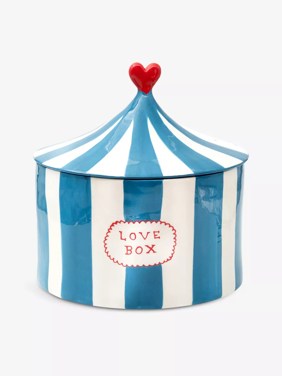 Love Box hand-painted ceramic storage jar 23cm | Selfridges