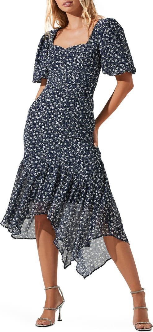 Floral Asymmetrical Hem Dress | Nordstrom