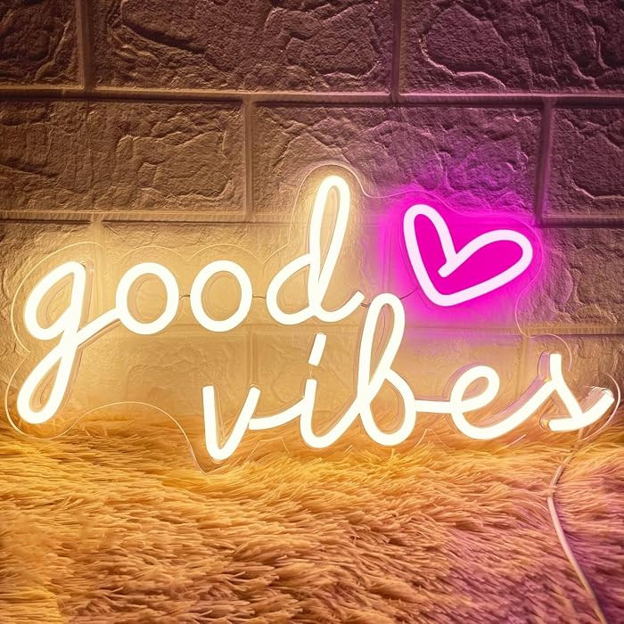 HOHOSIGN Good Vibes Neon Signs for Wall Decor, Good Vibes Neon Lights 16x8inch, USB Operated Warm... | Amazon (US)
