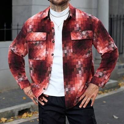 Men's Fashionable Casual Plaid Shacket | SHEIN