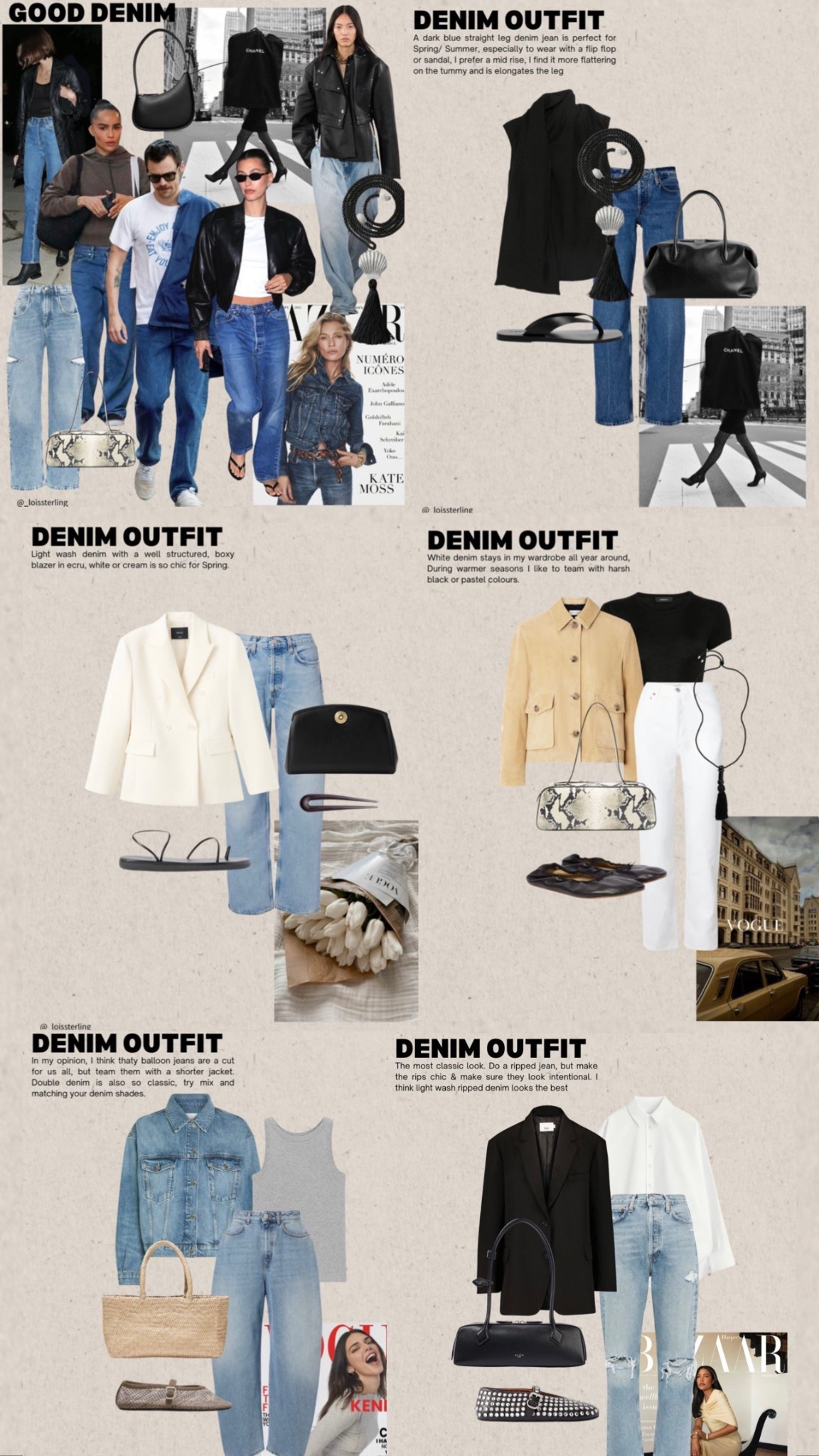 Good Denim. The denim edit 👖 1-20  & shopping edits + notes 📝 
Part 1 

📌 Denim is a running theme on my Pinterest boards & is a ‘go to ‘ option which I wear all year around. ‘You can never have too many pairs of good jeans’ on slide 4 I have detailed 8 denim brands that I’d recommend, that are worth checking out. 

It’s a fail safe, which looks really cool, can look edgy, but at the same simple and chic.

A good pair of jeans can be hard to find, but my goodness when you find them hang on to them no matter what! Throughout the years I have learnt that investing in denim is a good idea. I notice the difference in quality ( when worn and washed) the fit, durability and comfort levels. 

I have included a great variety of Jean styles, cuts and colours. Hopefully something for everyone, with each look styled, I have also included some of my own denim snaps. 

#LTKspring #LTKuk #LTKeurope