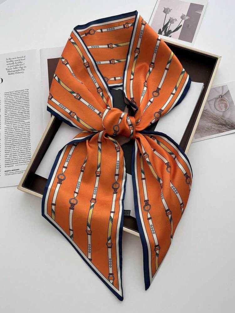 1pc Women Carriage Print Fashion Style Silk Scarf Bandana,Hair Band,Head Band Ideal For Dressing ... | SHEIN