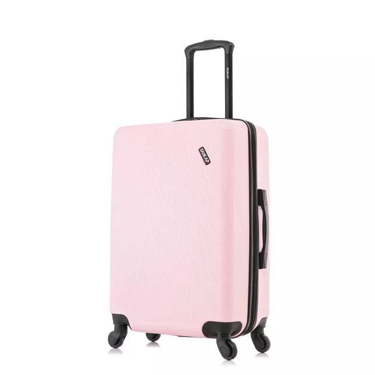 DUKAP Discovery Lightweight Hardside Large Checked Spinner Suitcase - Pink | Target
