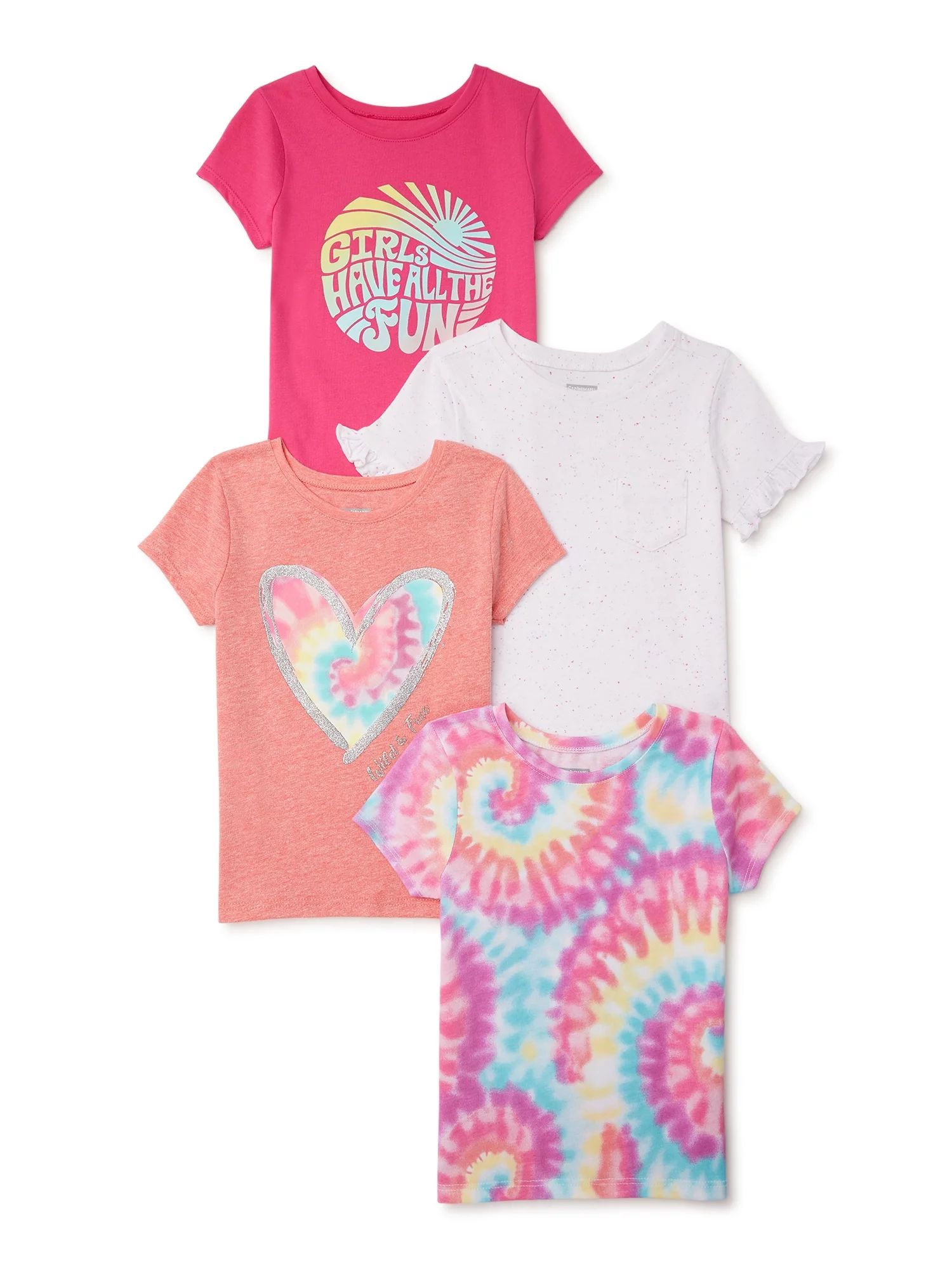 Garanimals Baby Girl & Toddler Girl Graphic & Pocket Short Sleeve T-Shirt Multipack, 4-Pack, Size... | Walmart (US)