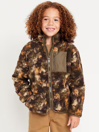 Printed Sherpa Zip-Pocket Jacket for Boys | Old Navy (US)
