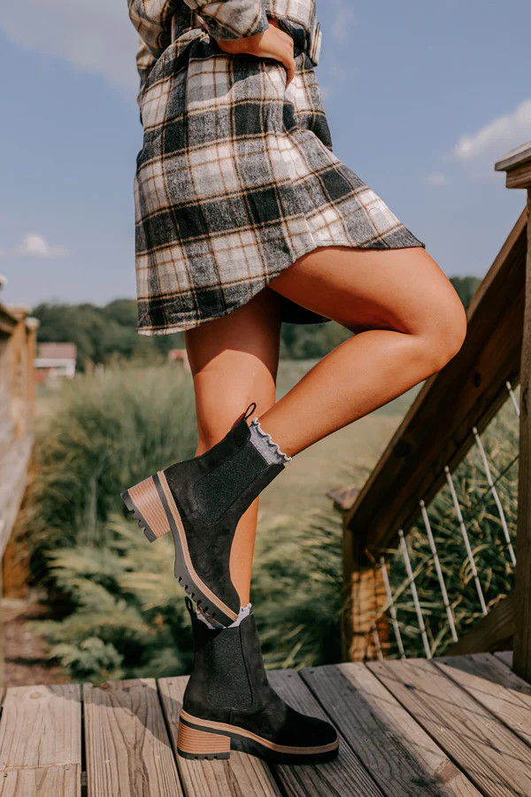 The Parke Faux Suede Boot in Black | Impressions Online Boutique